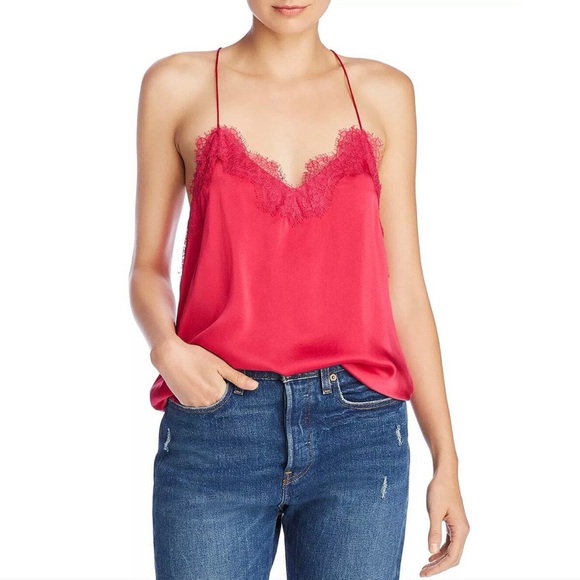 Cami NYC Red Silk Lace Trim Blouse - Picture 1 of 7